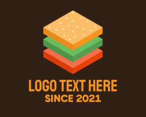 3D Burger Sandwich logo design
