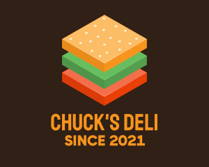 3D Burger Sandwich logo design