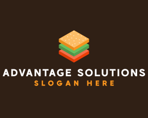 3D Burger Sandwich logo design