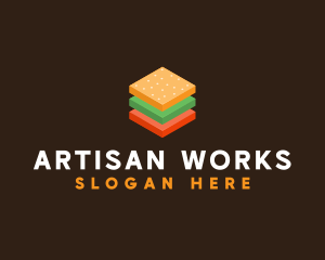 3D Burger Sandwich logo design