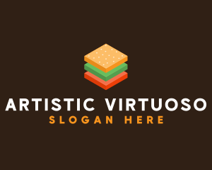 3D Burger Sandwich logo design