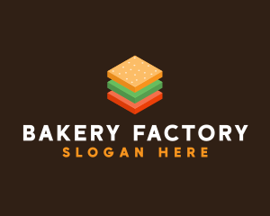 3D Burger Sandwich logo design