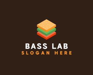 3D Burger Sandwich logo design