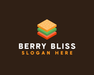 3D Burger Sandwich logo design