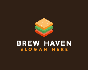 3D Burger Sandwich logo design