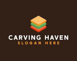 3D Burger Sandwich logo design