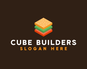 3D Burger Sandwich logo design