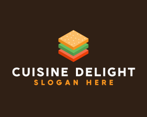 3D Burger Sandwich logo design