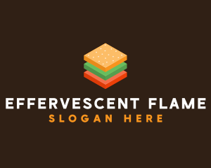 3D Burger Sandwich logo design