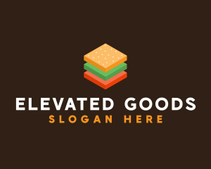 3D Burger Sandwich logo design