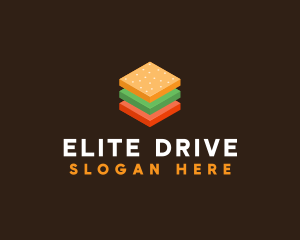 3D Burger Sandwich logo design