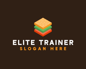 3D Burger Sandwich logo design