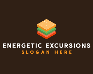 3D Burger Sandwich logo design