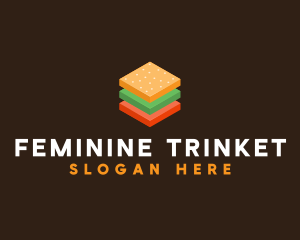 3D Burger Sandwich logo design