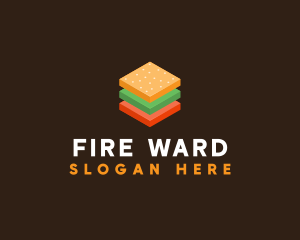 3D Burger Sandwich logo design