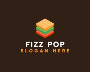 3D Burger Sandwich logo design