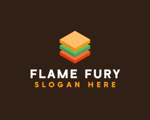 3D Burger Sandwich logo design