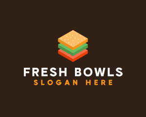 3D Burger Sandwich logo design