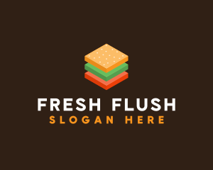 3D Burger Sandwich logo design