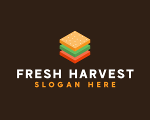 3D Burger Sandwich logo design