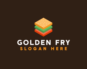 3D Burger Sandwich logo design