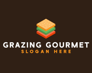 3D Burger Sandwich logo design