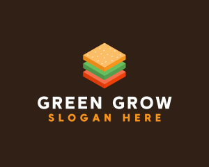 3D Burger Sandwich logo design