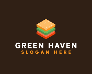 3D Burger Sandwich logo design