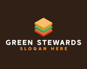 3D Burger Sandwich logo design