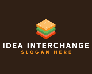 3D Burger Sandwich logo design