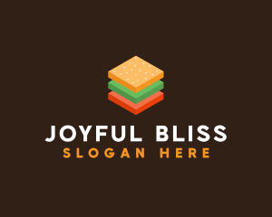 3D Burger Sandwich logo design