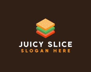 3D Burger Sandwich logo design