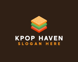 3D Burger Sandwich logo design