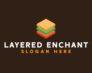 3D Burger Sandwich logo design