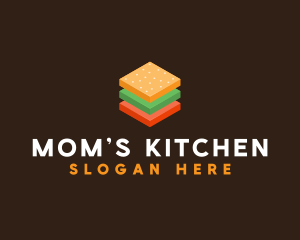 3D Burger Sandwich logo design