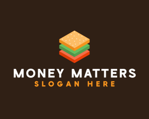 3D Burger Sandwich logo design