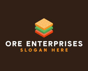 3D Burger Sandwich logo design