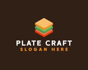 3D Burger Sandwich logo design