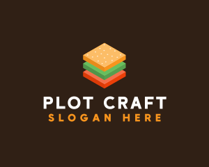 3D Burger Sandwich logo design