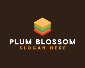 3D Burger Sandwich logo design