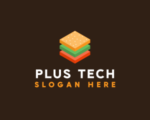 3D Burger Sandwich logo design