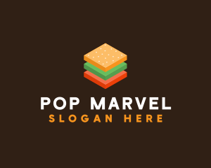 3D Burger Sandwich logo design