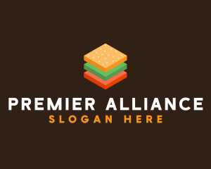 3D Burger Sandwich logo design