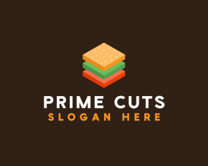 3D Burger Sandwich logo design