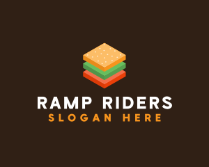 3D Burger Sandwich logo design