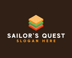 3D Burger Sandwich logo design