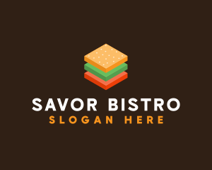 3D Burger Sandwich logo design