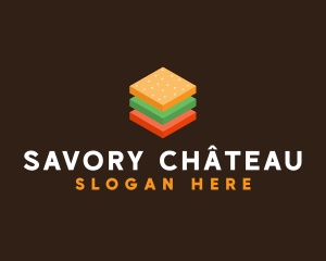 3D Burger Sandwich logo design