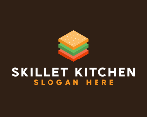 3D Burger Sandwich logo design