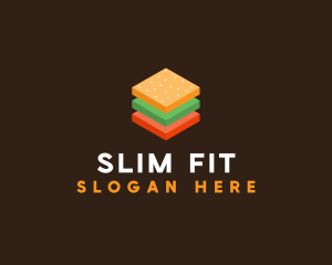 3D Burger Sandwich logo design